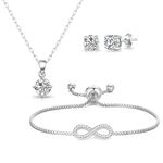 Philip Jones Silver Plated Infinity Friendship Set Created with Zircondia® Crystals