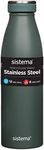 Sistema Stainless Steel Water Bottle | 500 ml Leak-Proof Reusable Water Bottle | BPA & Phthalate Free | Double Wall Vacuum Insulation | Keeps Cold for 12 Hours, Hot for 6 Hours | Assorted Colours