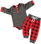 12-18 Month Boy Clothes Toddler Infant Boys Girls Outfit Long Sleeve Plaid Tops + Pants Outfit Set 2Pcs,Red Plaid Clothes 12-18 months/100cm