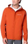 Free Country Men's Waterpoof Rain Jacket X2O Windproof and Adjustable Hooded Jackets Raincoat for Hiking Running-Spectator-Harris Orange-Size S