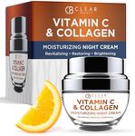 Clear Beauty Vitamin C & Collagen Night Face Moisturizer - Dermatologist Tested, Restores & Firms Skin, Anti-Aging, Natural Ingredients, Cruelty-Free Korean Skin Care, All Skin Types