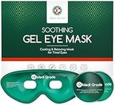 Medi Grade Cooling Eye Mask for Puffy Eyes, Allergies, Sinuses - Reversible Self Care Gel Eye Mask and Cooling Eye Pads with Thermo-bag for Dark Circles, Hangovers and Migraine Relief - Cold Eye Mask