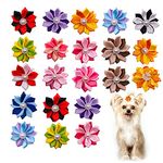 JpGdn 40 PCS Small Dog Hair Bows with Elastic Rubber Bands Handmade Colorful Pet Bow for Small Medium Puppy Doggies Cats Kitten Attachment Grooming Accessories