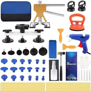 Paintless Dent Repair Kit 52pcs, Car Dent Puller Tool with Adjustable Golden Lifter, Bridge Puller, Suction Cup & Glue Gun for Automobile Body Dent Removal Remover Tools Kit