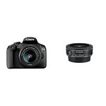 Canon EOS 2000D DSLR Camera and EF-S 18-55 mm f/3.5-5.6 IS II Lens, Black With Canon EF-S 24 mm f/2.8 STM Lens - Black