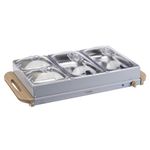 Cooks Professional 4-Section Buffet Warmer 7.2 Litre Capacity with Hotplate Function & Adjustable Temperature Control Dial | 300W Portable Electric Food Serving Tray | Nordic Grey