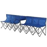 Outsunny 6 Seat Folding Sports Bench Portable Sports Team Bench Spectator Chair with Cooler Bag and Carrying Bag for Outdoor Picnic Camping - Blue