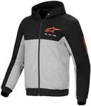 Alpinestars Chrome v2 Sport Hoodie, Reinforced Motorcycle Riding Jacket with CE-Certified Armor & Urban Styling, Black/Gray Heather/Red Fluo, XL
