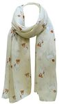 World of Shawls Pug Dog, Dachshund Dogs, Spaniel Dog, Jack Russell Print Scarf - All Seasons Lovely Soft Scarf Wraps Shawl Scarves (Jack Russell Dog - Beige)