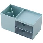 Desk Organizer, Desk Storage Box, Vanity Organizer, Cosmetic Storage Organizer, Makeup Organizer, Mini Desk Storage for Office Supplies,Bathroom Counter or Dresser, Blue