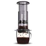 AeroPress Clear Black Coffee Press – 3 In 1 Brew Method Combines French Press, Espresso, Full Bodied Coffee Without Grit or Bitterness, Small Portable Coffee Maker for Camping & Travel, Black