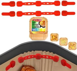 Air Fryer Magnets for Parchment Paper: 6PCS High-Temp Resistant Silicone Liner Magnets, Lock Air Fryer Liners Disposable to Prevent Liner Burning & Food Covering | with 100Pcs Airfryer Liners BPA-free
