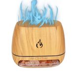 Salt Rock Scent Diffuser,Ultrasonic Aromatherapy Oil Humidifier Vaporizer - 3 In-1 Simulated Flame Diffuser Salt Lamp, 7 Color Change Ultrasonic Aromatherapy Diffuser For Oils