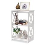 OKSTENCK Small Bookshelf Bookcase 2 Layers, White Side Table, Bedside Table, End Table, Suitable for Living Room, Bedroom, Office.