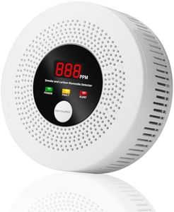 2-in-1 Smoke and Carbon Monoxide Detector 10-Year Battery-Powered CO Alarm with Clear LCD Display and Sound Warning for Home Reliable Detector for Enhanced Safety and Protection (Includes Batteries)