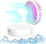 Portable Fan Misting Fan, Personal Handheld Fan Water Cooling Spray with Colorful Nightlight, Mini Fan 3 Speeds Rechargeable Battery Operated for Women Office Outdoor Travel Camping-White