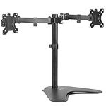 VIVO Full Motion Dual Monitor Free-Standing Desk Stand VESA Mount with Articulating Double Center Arm Joint, Holds 2 Screens up to 30 inches, STAND-V102F