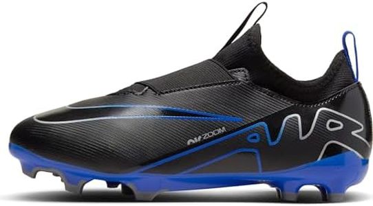 NIKE Boy's Zoom Vapor 15 Academy Fg/Mg Football Shoe, Black Chrome Hyper Royal, 4.5 US