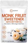 Monk Fruit Sweetener with Erythritol Granules, 4 Pounds, No After Taste, 1:1 White Sugar Substitute, Keto Diet Friendly, Zero Calorie, Natural Sweetener for Drinks, Coffee, Tea, Cookies, No-GMO, Vegan