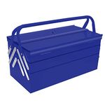 MANUFORE Metal Tool Box 16.5 x 8.5 x 8'' Folding Tool Storage Box, 3 Level and 5-Tray, with A Hole for Locking