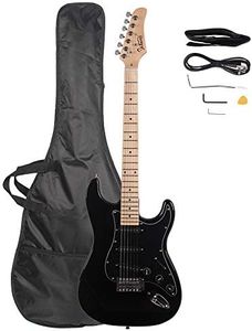 Bonnlo 39" Full Size Electric Guitar for Music Lover Beginner with Accessories Pack Guitar Bag (Black)