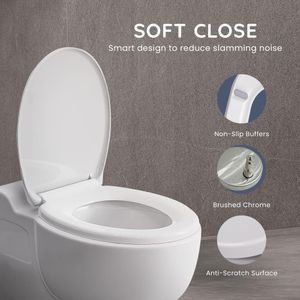 CUQOO Oval Soft Close Toilet Seat – White, Easy Clean