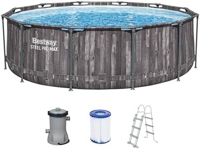 Bestway Steel Pro MAX Frame Pool-Set mit Filterpumpe Ø 366 x 100 cm, Holz-Optik (Mooreiche), rund