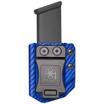 Universal Mag Carrier IWB/OWB Magazine Holster Fit: 9mm/.40 Double Stack - 9mm/.40 Single Stack - .45ACP Double Stack - .45ACP Single Stack (Police Blue Carbon Fiber, 9mm/.40 Double Stack Mag Carrier)