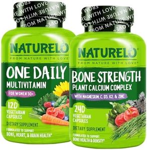 NATURELO Calcium Supplement - for Bone Strength with Calcium 600mg - 240 Vegetarian Capsules and One Daily Multivitamin for Women 50+ (Iron Free) - 120 Capsules - 4 Month Supply Bundle
