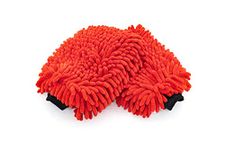 The Rag Company - Premium Chenille Microfiber Knobby Wash Mitts - Perfect for Car Washing and Detailing; Scratch-Free, Lint-Free, Double-Sided, Plush, and Absorbent; Red (2-Pack)