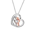 YFN Horse Pendant Necklace Jewelry 925 Sterling Silver Girls Embrace Horse Gift For Women Girls (Silver Horse Necklace)