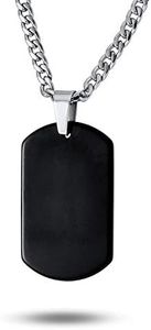 Bling Jewelry Personalizzato Medio Pianura Semplice Base Cool Uomini Incisione Nero Cane Tag Collana Per Gli Uomini Adolescenti Ip Acciaio Inox 24 Pollici Catena Personalizzata