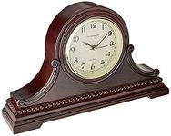 vmarketingsite Mantel Clocks For Living Room, Battery Operated, Silent Wood Table Clock with Westminster Chimes On The Hour, Solid Wooden Shelf Decorative Chiming Mantle Clock, 9" x 16" x 3"