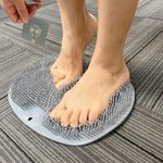 1PC Shower Foot Scrubber Mat Back Washer Back Exfoliating Bath Wash Pad Wall Mounted Slip Suction Cups Foot Scrubber for Use in Shower Cups Foot Cleaner for Men and Women (Grey)