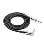 HAKUHO Right Angle To Straight Instrument Cable, Music Guitar Cable For Electric Bass Guitar black (6.35 Mono To L Shape 6.35 Mono) 3meter (3 Meter)