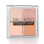 Palladio Eyeshadow Quads, Velvety Pigmented Blendable Matte, Metallic & Shimmer Finishes, Creamy Formula, Four Way Quad Eye Shadow Palette, Talc-Free (Honey Pie)