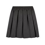 Cross Katch® Kids Girls Fully Elasticated Waist Stretchy Round Bottom Skirt, Back to School Box Pleated Skirts Formal Summer Uniform Dress (Grey, 9-10 Years)