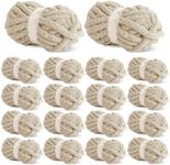 Hombys Khaki Chunky Chenille Yarn for Crocheting & Knitting, Super Bulky Thick Fluffy Yarn for Hand Knitting Blanket, Soft Plush Yarn, 18 Jumbo Pack (27 yds, 8 oz Each Skein)