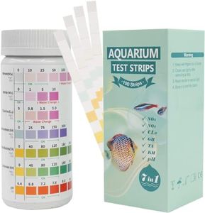 7 in 1 Aquarium Test Strips,100 Strips Fish Tank Test Kit for Testing pH Nitrite Nitrate Chlorine General & Carbonate Hardness, Accurate Saltwater and Freshwater Aquarium Water Testing