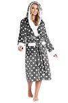 CityComfort Dressing Gowns For Women, Soft Fleece Women's Robes (Charcoal/White, M)