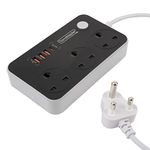 UK To Cape Town Travel Adapter Plug 3 Sockets 3 USB 1 USBC Ports Earthed South Africa Botswana Type M 2 M Lead