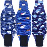 Grecle Premium Male Dog Wraps - High Absorbency Male Dog Diapers (Pack of 3) - Washable Belly Band for Male Dogs Incontinence and Puppy Training (Sailboat, L)