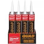 Lepage Quad Window, Door & Siding Sealant White 004, 295 ml Cartridge, Pack of 12