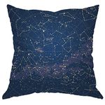 Moslion Star Map Throw Pillow Cover City Light Constellation in Night Sky Cotton Linen Decorative Pillow Case 18 x 18 Inch Standard Square Cushion Cover for Sofa Bedroom Men Women Blue Gold