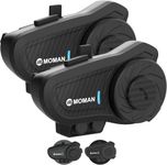 Moman Motorcycle Intercom, H2 Pro【2 Pack Carbon】 Motorbike Helmet Communication System up to 1000M with DSP&CVC Noise Cancellation FM Radio Music Share, Motorcycle-Intercom-Headset-Helmet-Motorbike