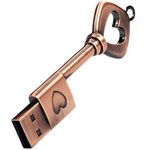 32GB USB Flash Drive, Heart Key Shaped Waterproof Pendrive USB Memory Stick, External Storage Romantic Gift