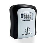 Iron Lock - Key Lock Box, 4 Digit Combination Lock Box, Wall Mounted Key Lock Box, Indoor/Outdoor Waterproof Lock Box, A/B Switch with Resettable Code, Lock Box for House Spare Keys, 5 Capacity