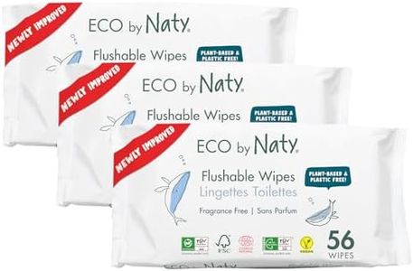 Eco by Naty Flushable Baby Wipes - Compostable and Plant-Based Wipes, Chemical-Free and Hypoallergenic Baby Wipes Safe for Baby Sensitive Skin, 56 Wipes Per Pack (3 Pk)