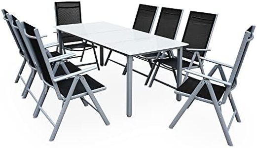 CASARIA® Comedor de Jardín Set de Muebles Exterior Mesa 190x90cm 8 Sillas Plegables Reclinables Patio Terraza