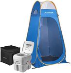 Alpcour Portable Toilet w/Portable Pop Up Tent – Compact Indoor & Outdoor Commode w/Travel Bag for Camping, RV, Boat & More – Privacy Tent for Portable Toilet, Shower and Changing Room